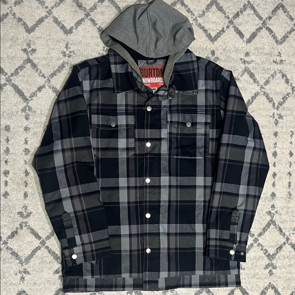 Burton Men's Black and Gray Checkered Jacket